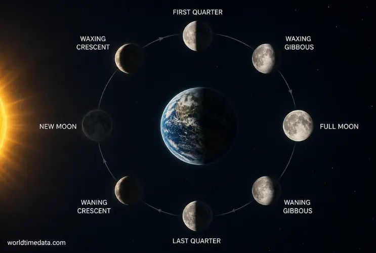 moon phases diagram cycle explained