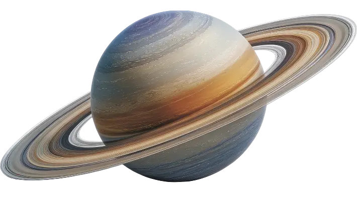 Saturn and its ring system, whose roughly ten-hour rotation period leaves its solar day only 1.5 seconds longer