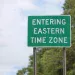 Road sign showing entering Eastern Time Zone