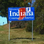 Welcome to Indiana road sign