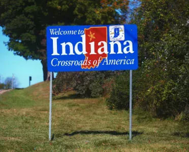 Welcome to Indiana road sign