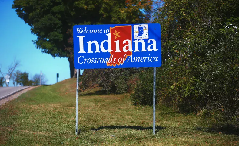 Welcome to Indiana road sign