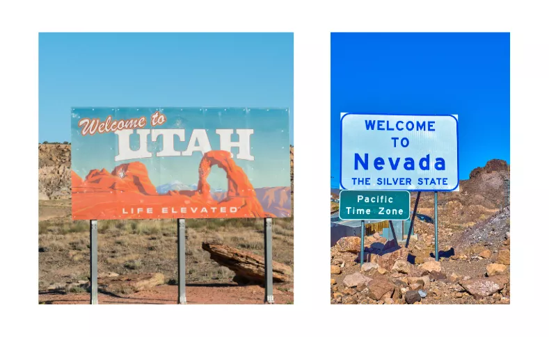 Nevada and Utah